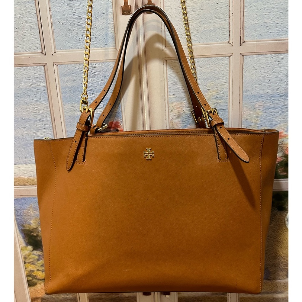 ❤️ LARGE TORY BURCH Emerson Saffiano Leather Tote Bag Crossbody Chain, included